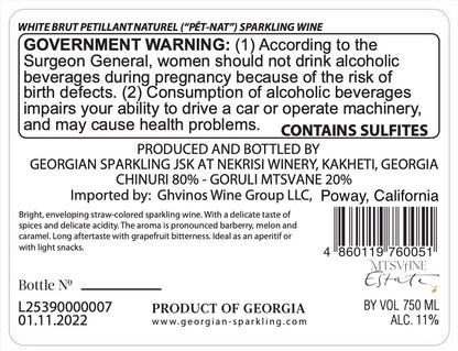 Mtsvane Estate Georgian Sparkling - Pet-Nat Chinuri Goruli Mtsvane 2023