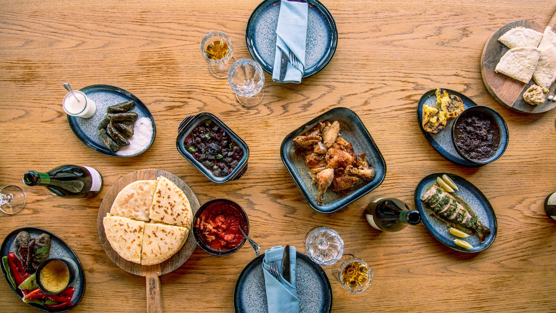 Vazisubani Food and Wine on Table