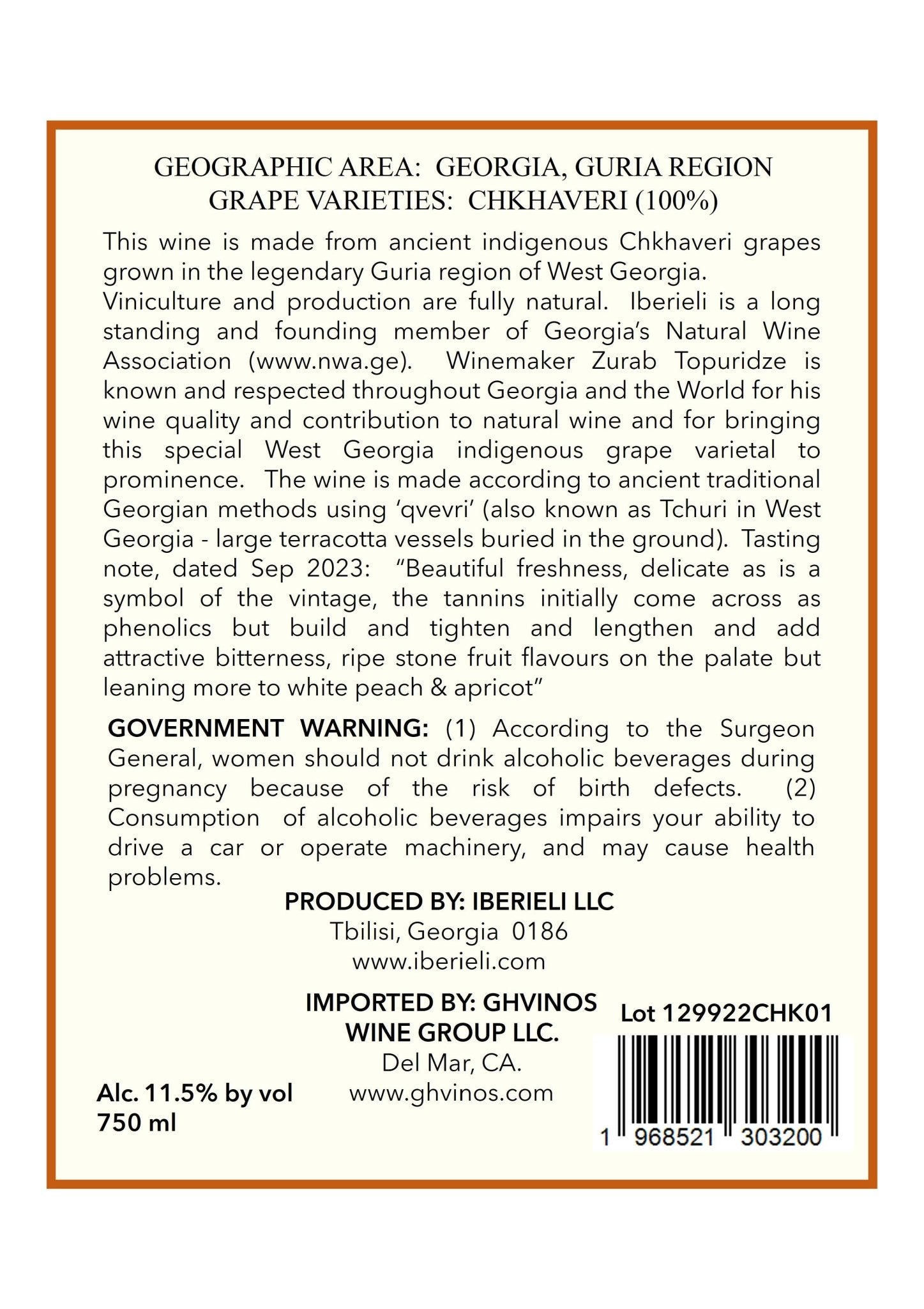 Iberieli Chkhaveri 2022 - Ghvinos Wines