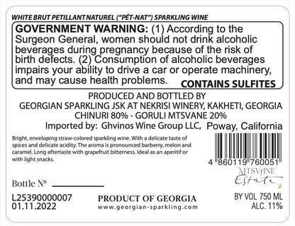 Mtsvane Estate Georgian Sparkling - Pet - Nat Chinuri Goruli Mtsvane 2023 - Ghvinos Wines