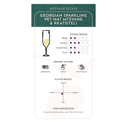 Mtsvane Estate Georgian Sparkling - Pet - Nat Mtsvane &amp; Rkatsiteli 2021 - Ghvinos Wines