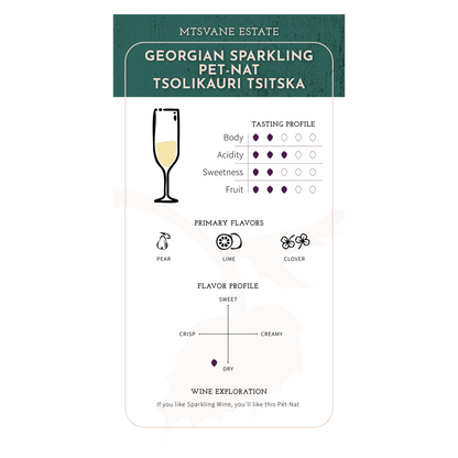 Mtsvane Estate Georgian Sparkling - Pet - Nat Tsolikouri Tsitska 2023 - Ghvinos Wines