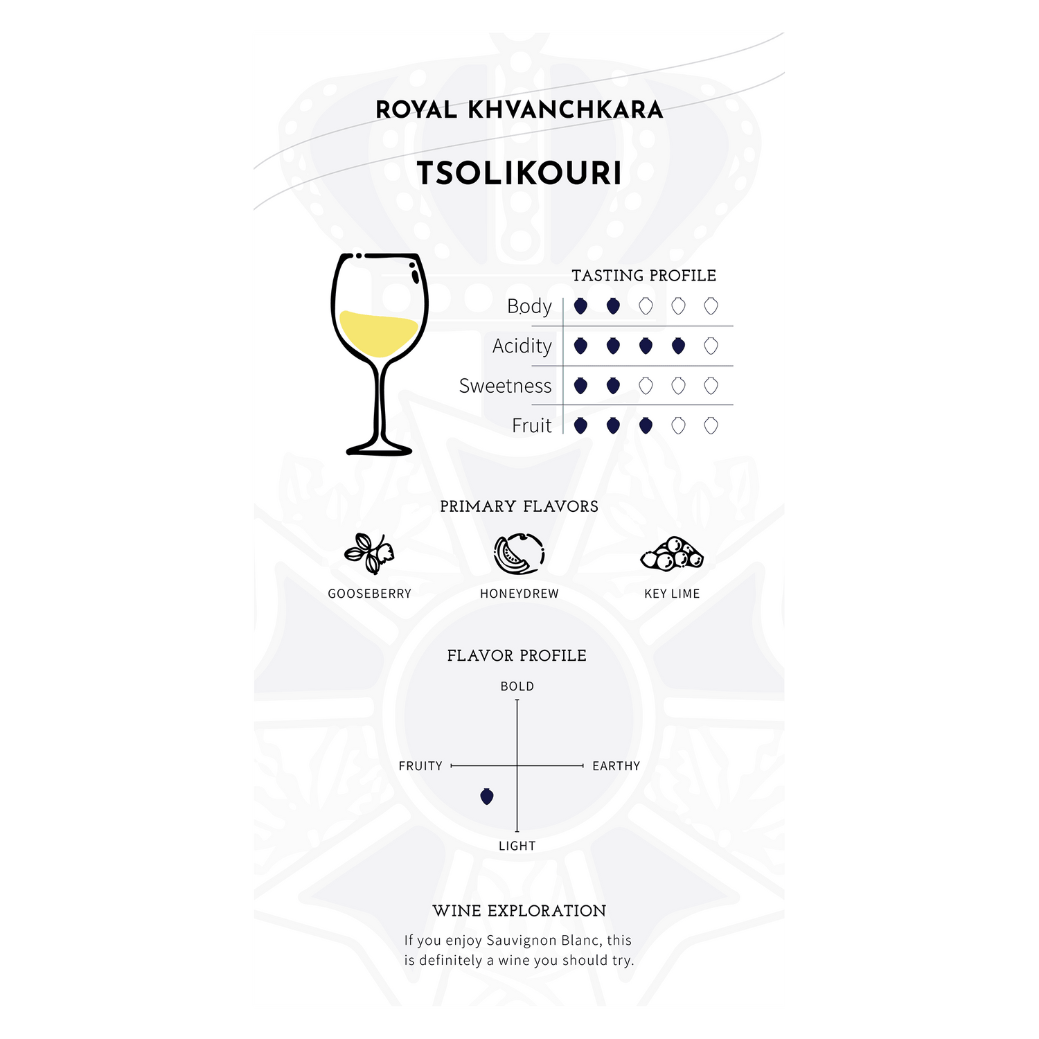 Royal Khvanchkara - Tsolikouri 2021 - Dry White Wine - Ghvinos Wines